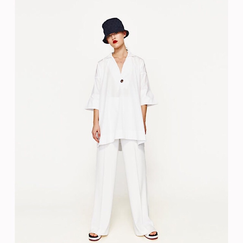 NWT Zara White Poplin Tunic - Picture 2 of 5